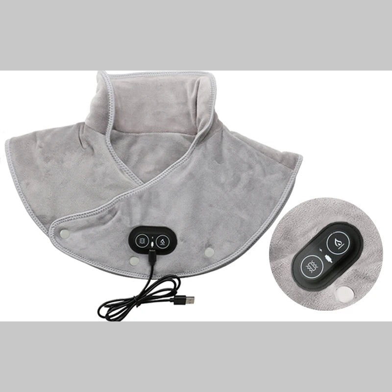 USB Heated Neck and Shoulder Wrap with Vibration and Auto Shut Off Timer