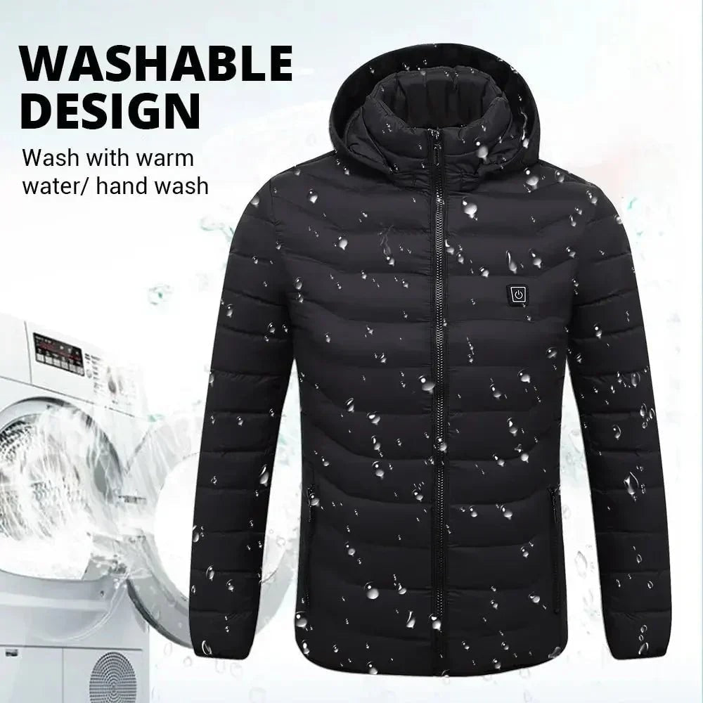 USB Heated Puffer Jacket with Hood for Men and Women