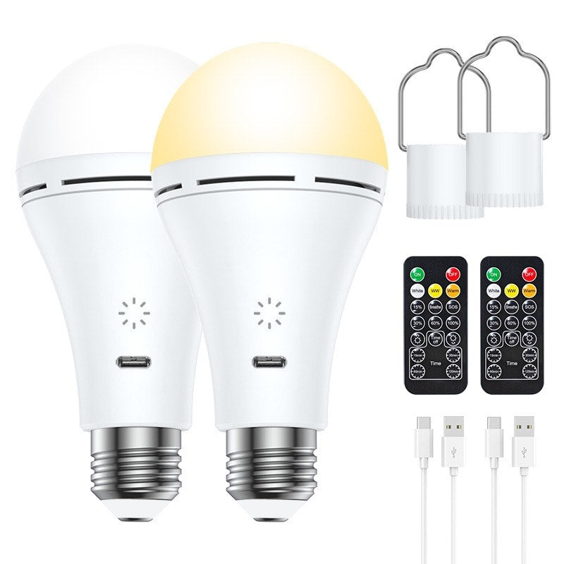 USB Rechargeable LED Light Bulb with Remote and Hanging Hook for Emergencies