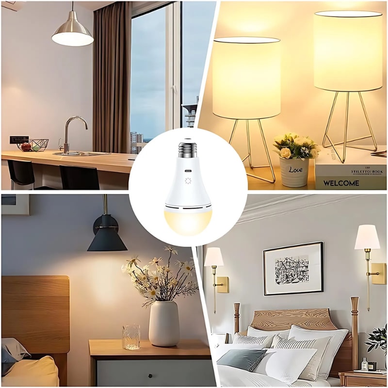 USB Rechargeable LED Light Bulb with Remote and Hanging Hook for Emergencies