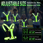 USB Rechargeable LED Reflective Running Vest with Adjustable Straps