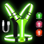 USB Rechargeable LED Reflective Running Vest with Adjustable Straps