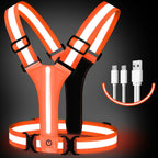 USB Rechargeable LED Reflective Running Vest with Adjustable Straps