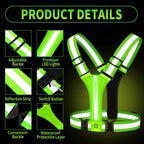 USB Rechargeable LED Reflective Running Vest with Adjustable Straps
