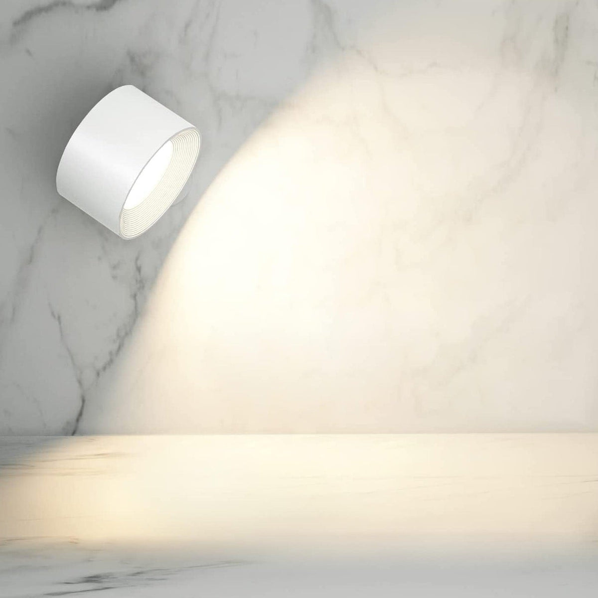 USB Rechargeable Wireless Wall Sconce with Rotating Head and Dimmable LED