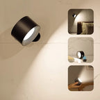 USB Rechargeable Wireless Wall Sconce with Rotating Head and Dimmable LED