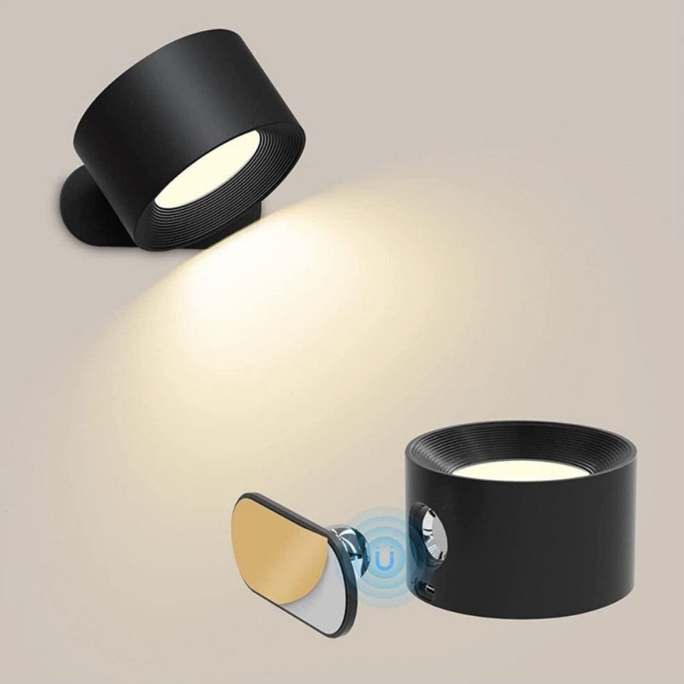 USB Rechargeable Wireless Wall Sconce with Rotating Head and Dimmable LED
