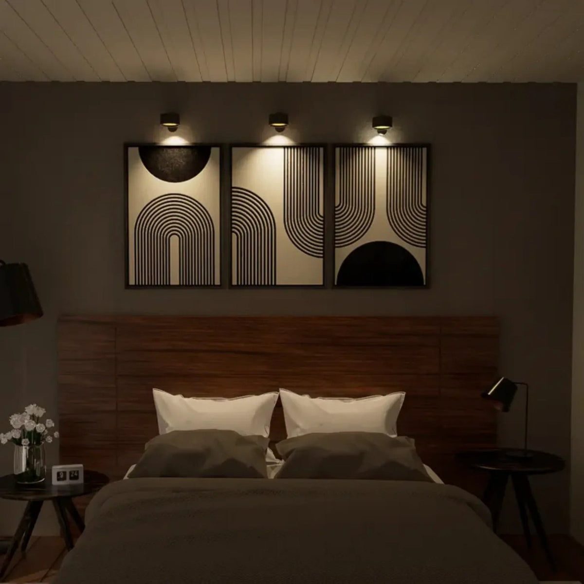 USB Rechargeable Wireless Wall Sconce with Rotating Head and Dimmable LED