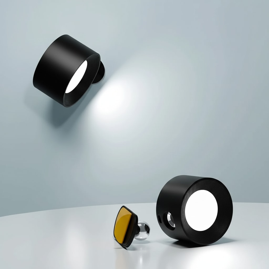 USB Rechargeable Wireless Wall Sconce with Rotating Head and Dimmable LED