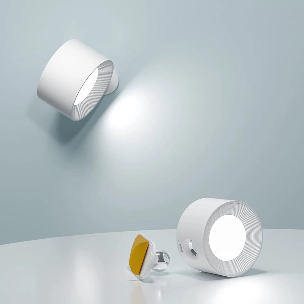 USB Rechargeable Wireless Wall Sconce with Rotating Head and Dimmable LED