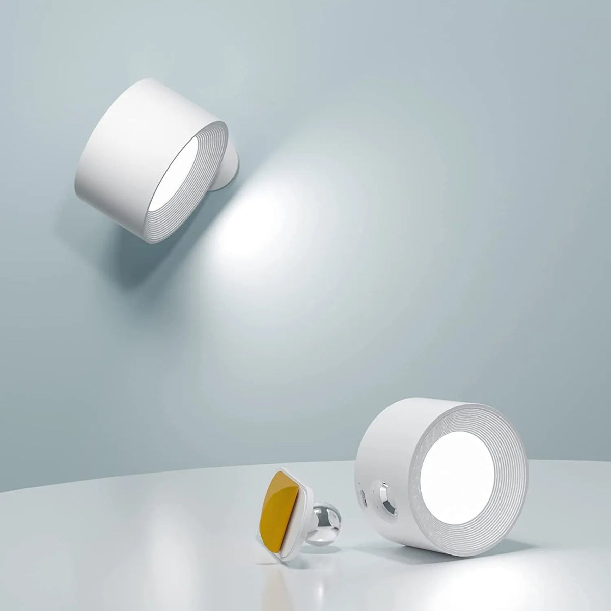 USB Rechargeable Wireless Wall Sconce with Rotating Head and Dimmable LED
