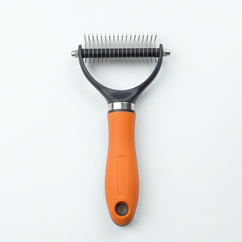 Double Sided Pet Dematting Comb and Deshedding Rake for Dogs and Cats
