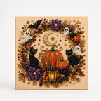 Halloween Pearl Bead Art Craft Kit with Pre-Printed Canvas for Wall Decor
