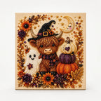 Halloween Pearl Bead Art Craft Kit with Pre-Printed Canvas for Wall Decor