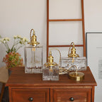 Vintage Glass Pendant Light with Brass Chain and Textured Shade