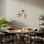 Ribbed Glass Globe Pendant Light with Brass Cylinder Fixture
