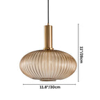 Ribbed Glass Globe Pendant Light with Brass Cylinder Fixture