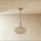 Ribbed Glass Globe Pendant Light with Brass Cylinder Fixture