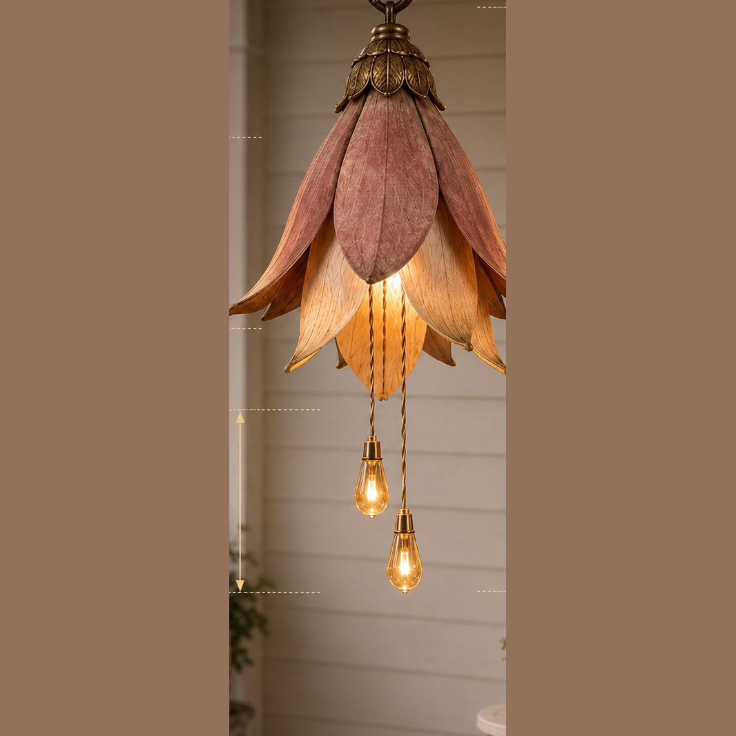 Vintage Hanging Flower Pendant Light with Dangling Bulbs for Porch and Patio