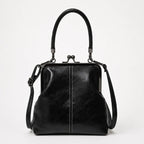 Vintage Kiss Lock Crossbody Bag with Top Handle and Detachable Strap