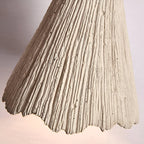 Wabi Sabi Cement Pendant Light with Textured Cone Shade and Wood Socket