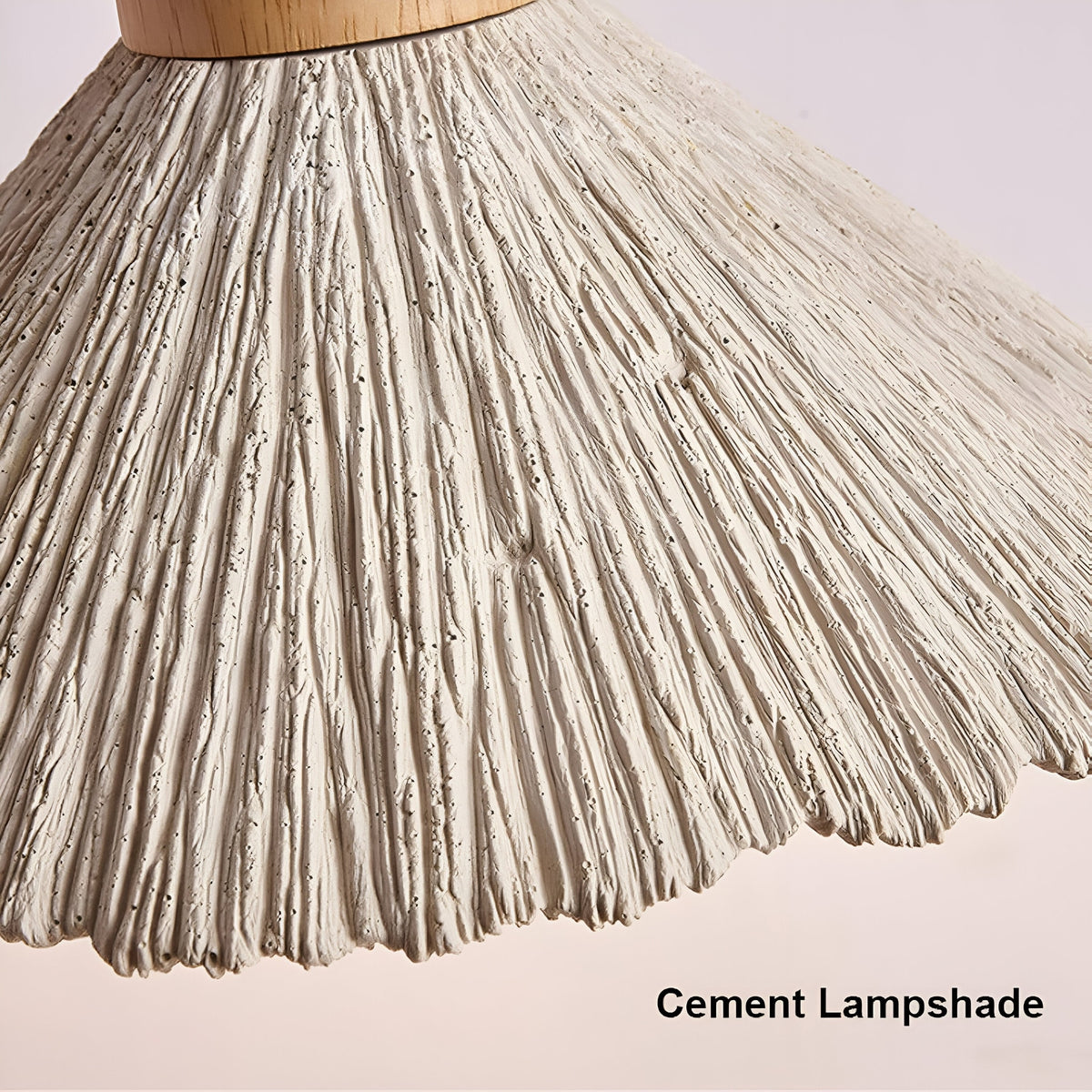Wabi Sabi Cement Pendant Light with Textured Cone Shade and Wood Socket