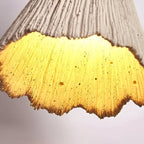 Wabi Sabi Cement Pendant Light with Textured Cone Shade and Wood Socket