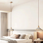 Wabi Sabi Cement Pendant Light with Textured Cone Shade and Wood Socket