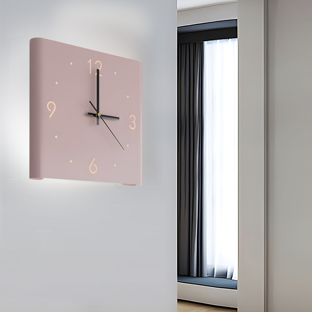 Corner Wall Clock Wall Sconce with Backlit LED Light