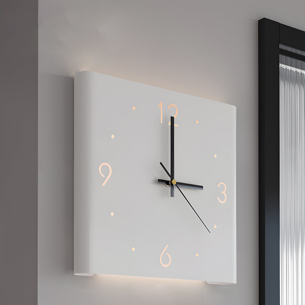 Corner Wall Clock Wall Sconce with Backlit LED Light