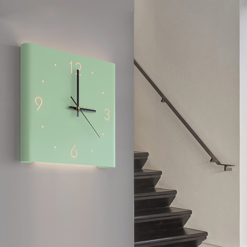 Corner Wall Clock Wall Sconce with Backlit LED Light