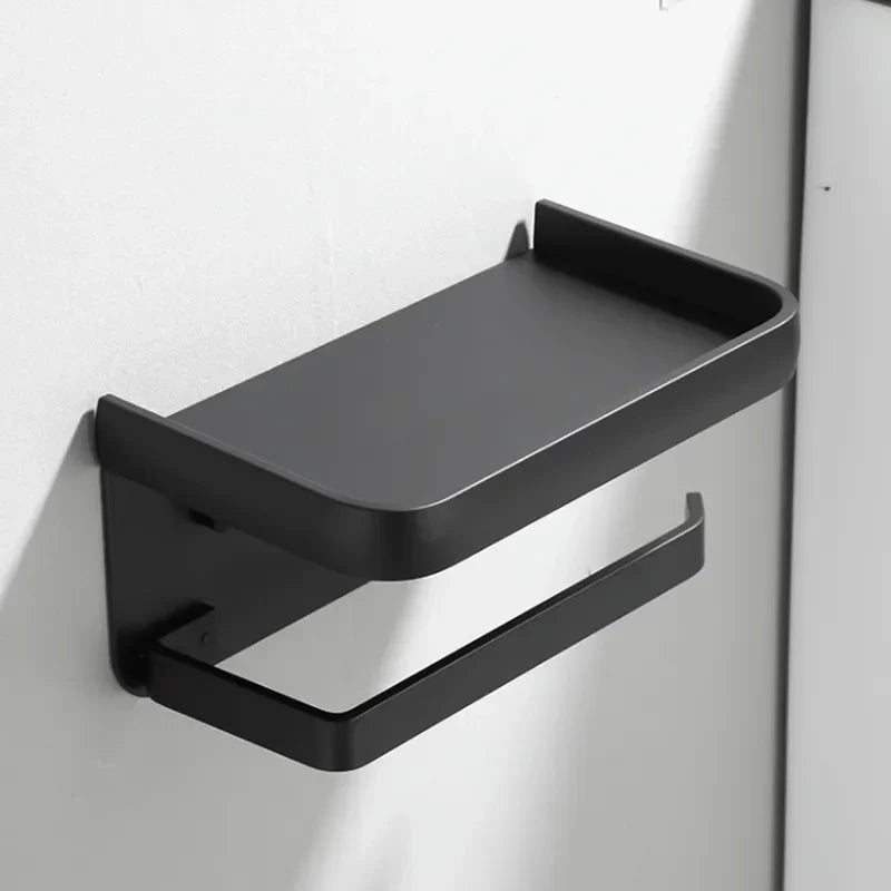 Wall Mounted Aluminum Toilet Paper Holder with Phone Shelf