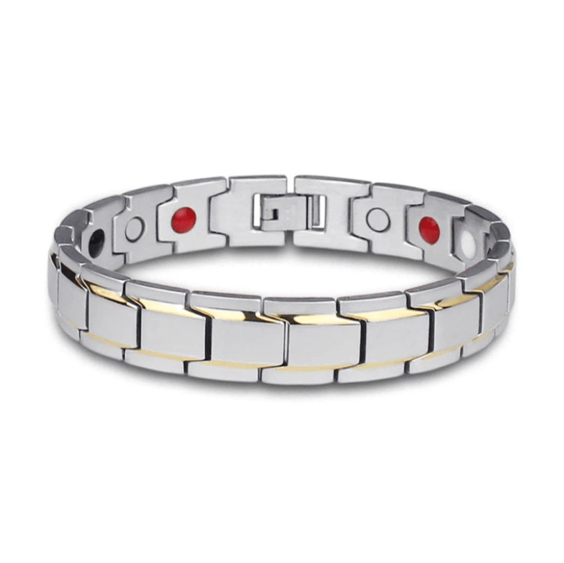 Magnetic Bracelet for Men and Women Stainless Steel Link Bracelet with Magnets Unisex Wristband Jewelry Set of Two