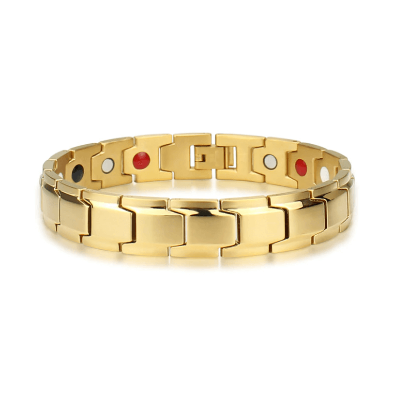 Magnetic Bracelet for Men and Women Stainless Steel Link Bracelet with Magnets Unisex Wristband Jewelry Set of Two