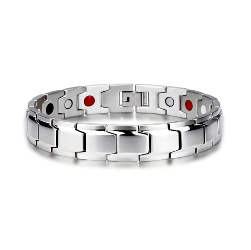 Magnetic Bracelet for Men and Women Stainless Steel Link Bracelet with Magnets Unisex Wristband Jewelry Set of Two
