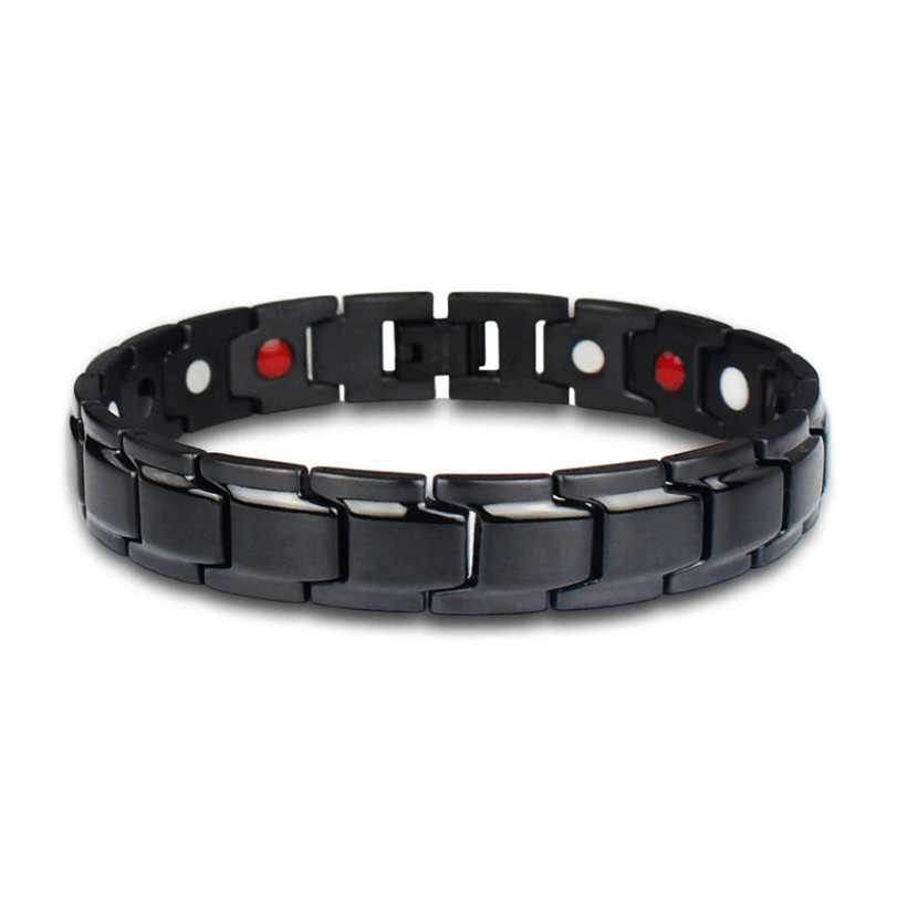 Magnetic Bracelet for Men and Women Stainless Steel Link Bracelet with Magnets Unisex Wristband Jewelry Set of Two