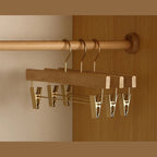 Wide Shoulder Wooden Suit Hangers with Non Slip Pants Bar Set of Two