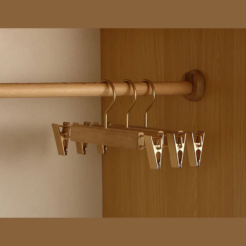 Wide Shoulder Wooden Suit Hangers with Non Slip Pants Bar Set of Two