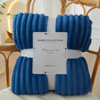 Striped Flannel Fleece Throw Blanket Soft Plush Ribbed Fleece Blanket Warm Cozy Throw for Couch Sofa and Bed
