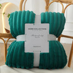 Striped Flannel Fleece Throw Blanket Soft Plush Ribbed Fleece Blanket Warm Cozy Throw for Couch Sofa and Bed