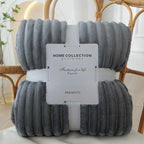 Striped Flannel Fleece Throw Blanket Soft Plush Ribbed Fleece Blanket Warm Cozy Throw for Couch Sofa and Bed