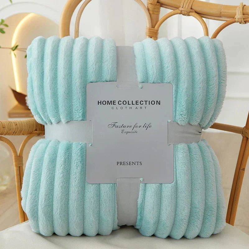 Striped Flannel Fleece Throw Blanket Soft Plush Ribbed Fleece Blanket Warm Cozy Throw for Couch Sofa and Bed