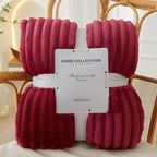 Striped Flannel Fleece Throw Blanket Soft Plush Ribbed Fleece Blanket Warm Cozy Throw for Couch Sofa and Bed