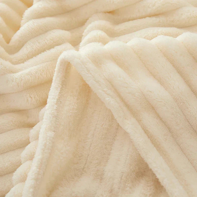 Striped Flannel Fleece Throw Blanket Soft Plush Ribbed Fleece Blanket Warm Cozy Throw for Couch Sofa and Bed