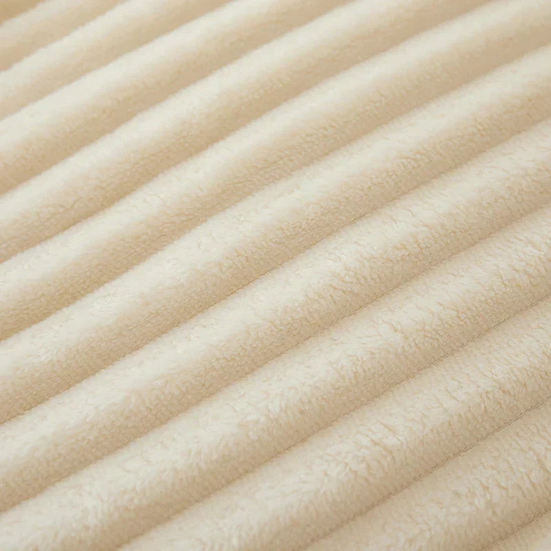 Striped Flannel Fleece Throw Blanket Soft Plush Ribbed Fleece Blanket Warm Cozy Throw for Couch Sofa and Bed