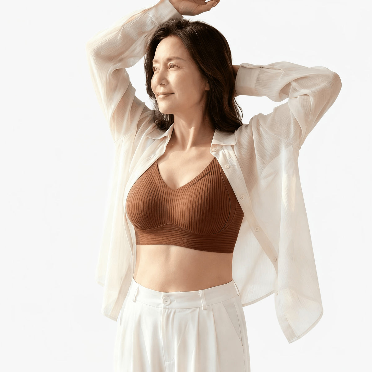 Wireless Full Coverage Bra with Molded Cups and Wide Side Smoothing