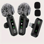 Wireless Lavalier Clip On Microphone with Windscreen for Phone and Tablet
