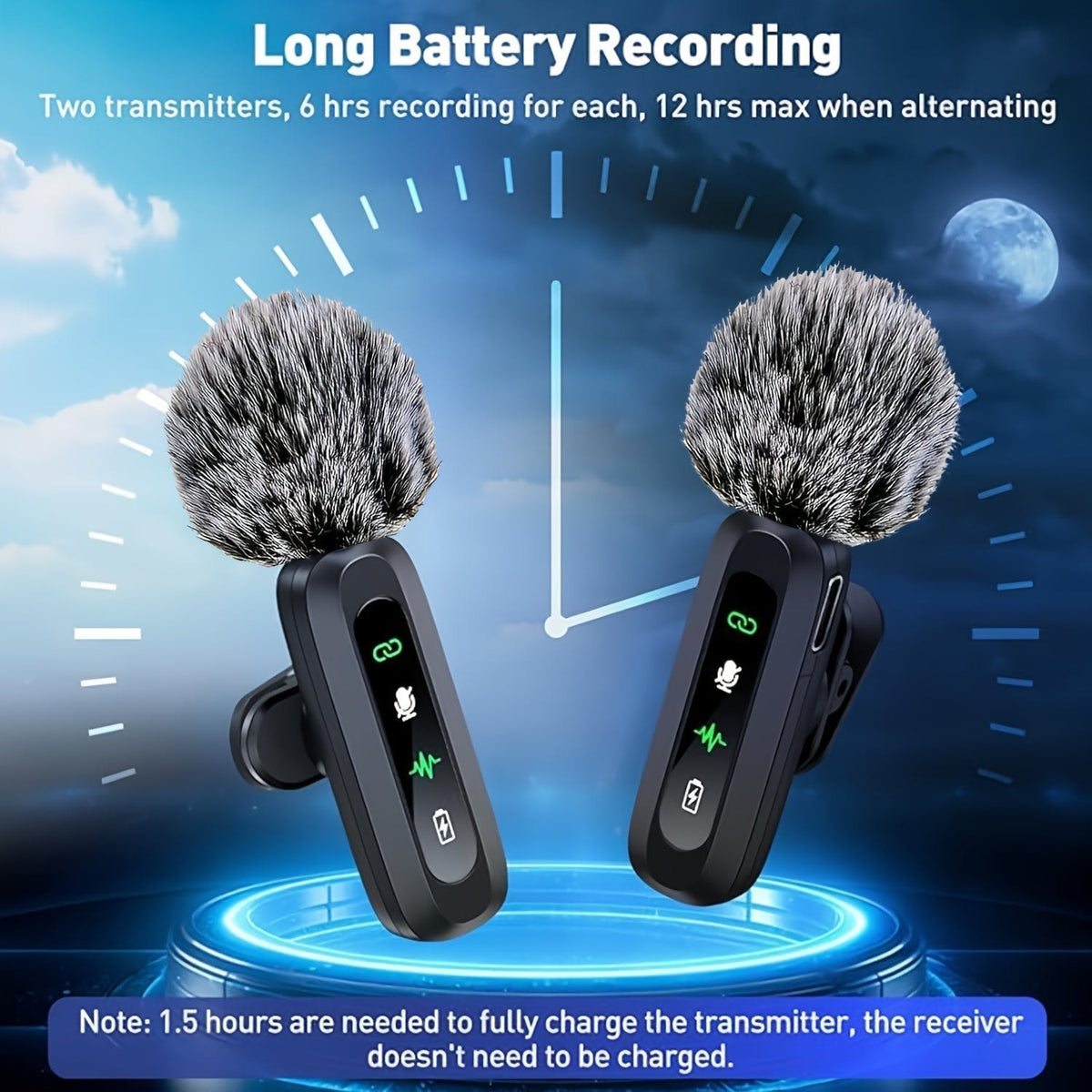 Wireless Lavalier Clip On Microphone with Windscreen for Phone and Tablet