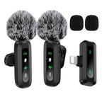 Wireless Lavalier Clip On Microphone with Windscreen for Phone and Tablet