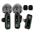 Wireless Lavalier Clip On Microphone with Windscreen for Phone and Tablet